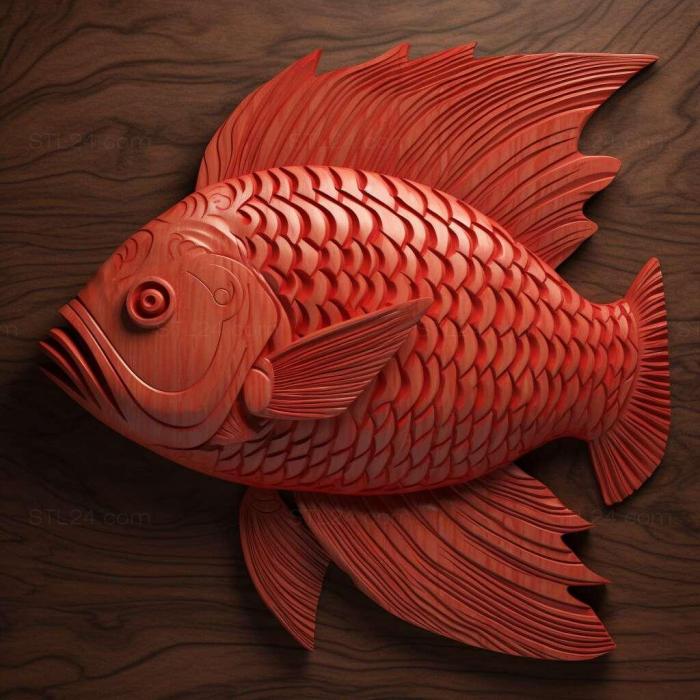 Nature and animals (Red paku fish 2, NATURE_1162) 3D models for cnc